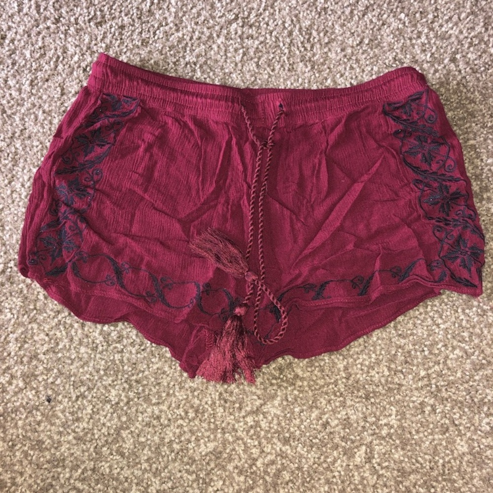 burgundy shorts